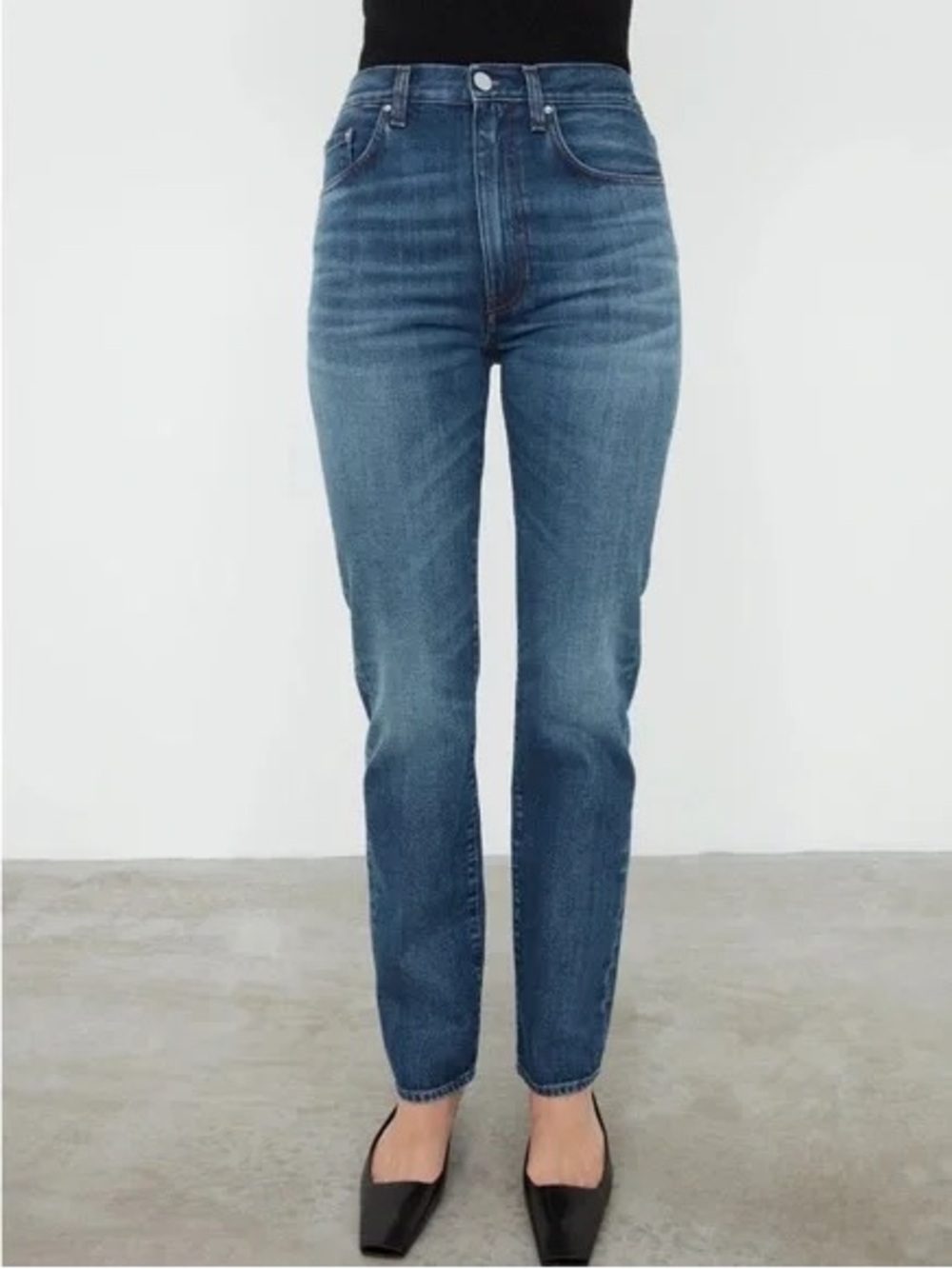 NWT TOTEME Slim Straight High Rise Regular Fit Denim Dark Vintage Wash Sz 27